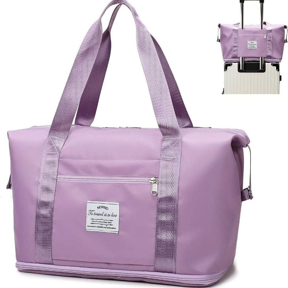 Lightweight Expandable Double Shoulder Strap&Capacity Travel Duffel Bag, Sports